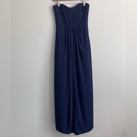 LAUNDRY By Shelli Segal Navy Strapless Sweetheart Neck Maxi Dress Size 6 - Picture 1 of 10